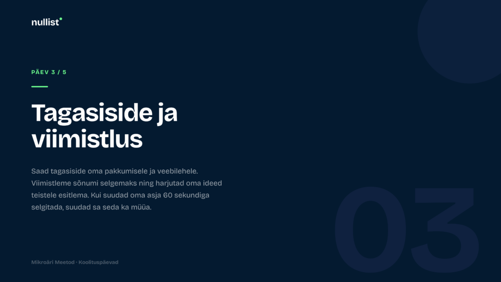 Ettevotluskoolitus - tagasiside kohtumine Sven Nuumiga