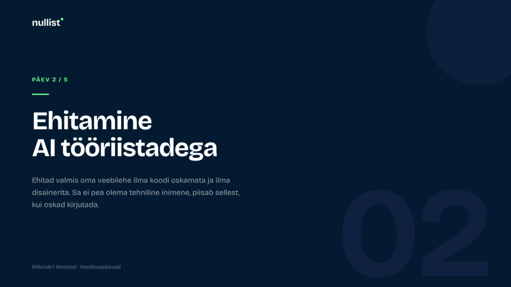 Ettevotluskoolitus - veebilehe ehitamine Lovable