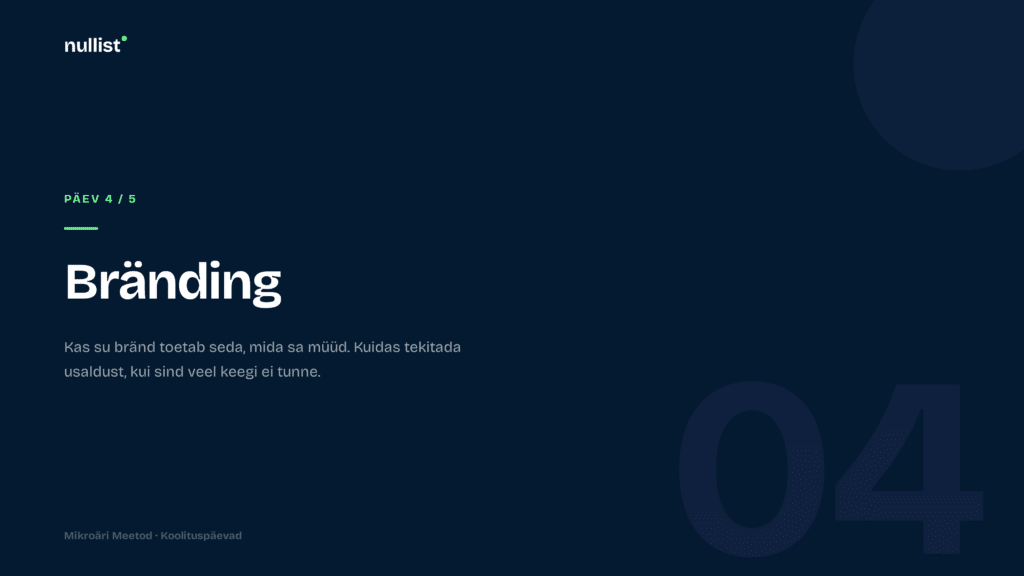 Ettevõtluskoolitus - bränding