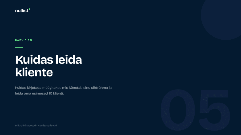 Ettevõtluskoolitus - kuidas leida kliente